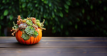 DIY Thanksgiving And Halloween Zero Waste Eco Friendly Succulent Pumpkin Decor. How To Make A Succulent Topped Pumpkin