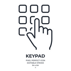 Canvas Print - password, unlock, pin code, keypad editable stroke outline icon isolated on white background flat ve