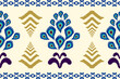 African Ikat paisley embroidery on navy blue background. Peacocks feather ethnic oriental seamless pattern traditional.Aztec style abstract vector illustration.design for texture,fabric,clothing.