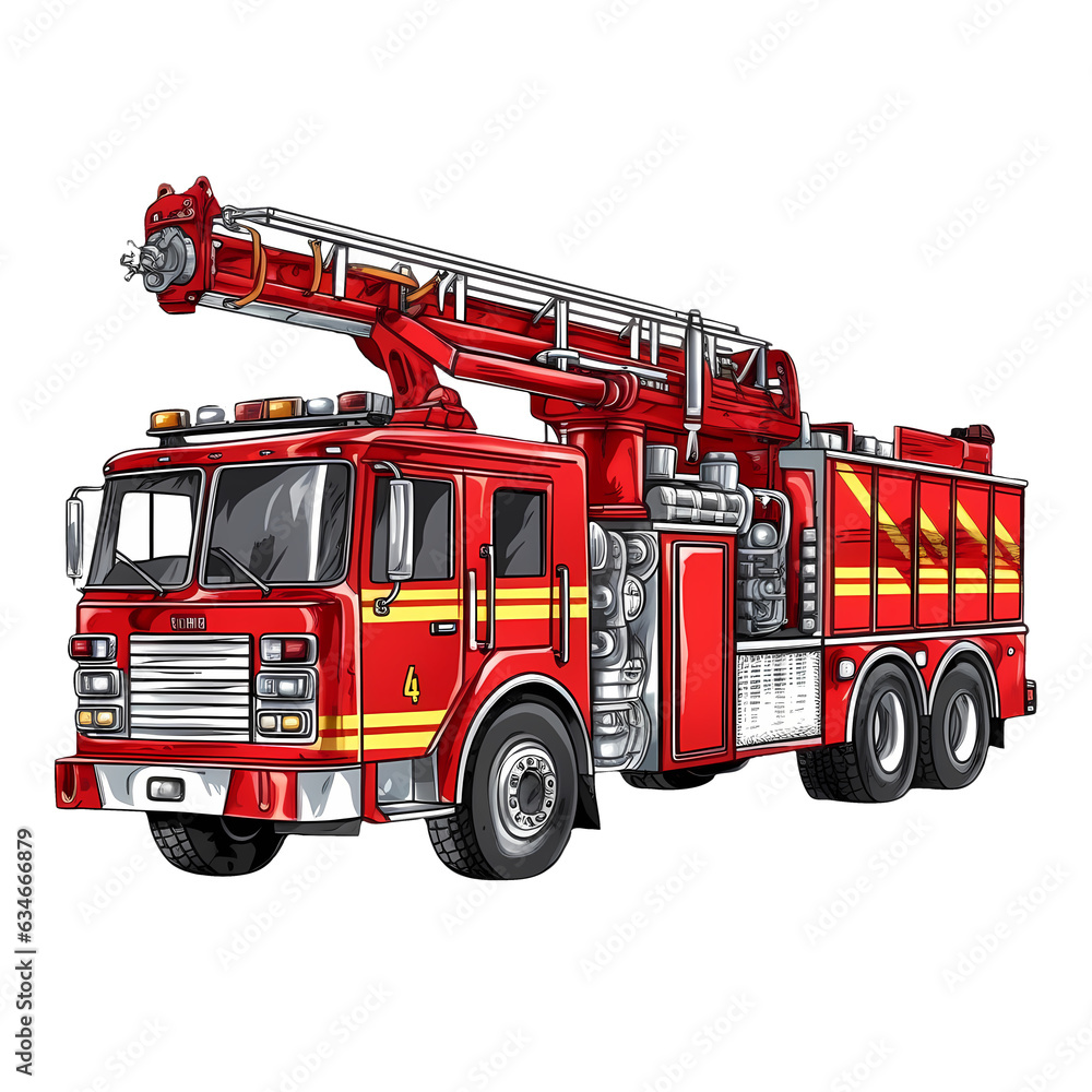 Cute Fire Truck Fireman Clipart Illustration Stock Illustration | Adobe ...