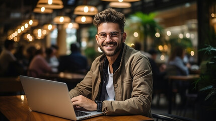 Freelancer working at home drinking coffee Generative AI