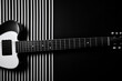 © xartproduction - Top flat view of electric guitar with clean straight lines. Generative AI