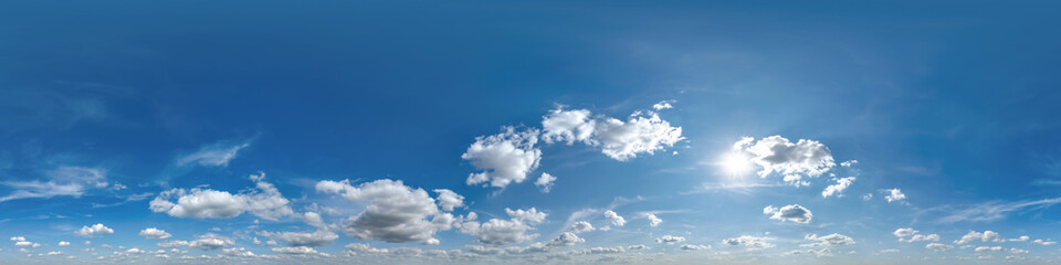 Wall Mural - seamless cloudy blue sky hdri 360 panorama view with zenith and clouds for use in 3d graphics or gam