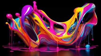 Wall Mural - 3D Liquid Neon Paint