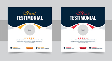 Sticker - Client testimonials or customer feedback social media post web banner template, Customer service client feedback review social media post