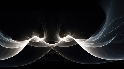 Canvas Print - White Fractal Lines on Dark Background