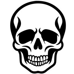 Poster - outline vector skull in black