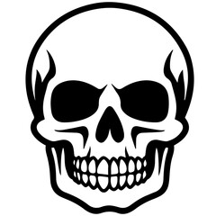 Wall Mural - outline vector skull in black