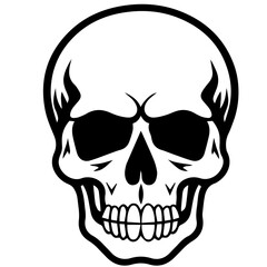 Poster - outline vector skull in black