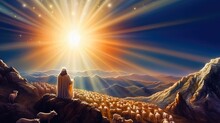 Shepherd's Divine Encounter: A Biblical Scene - Generative AI