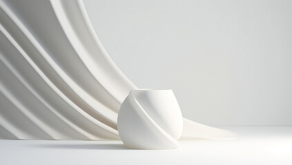 Wall Mural - abstract smooth waving white 3d shapes