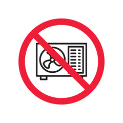 Forbidden air conditioner vector icon. Warning, caution, attention, restriction, label, ban, danger. No air conditioner flat sign design pictogram symbol. No air conditioner icon