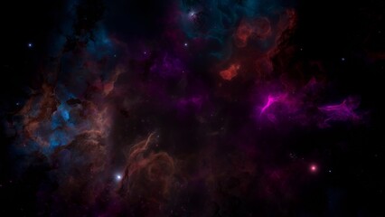 Wall Mural - Purple blue galaxy nebulae and stars in space. Alien mystical shining nebula in shiny starry night. artistic concept 3D illustration backdrop for space exploration and science fiction.