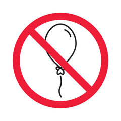 Forbidden balloon vector icon. Warning, caution, attention, restriction, label, ban, danger. No balloon flat sign design pictogram symbol. No balloon icon