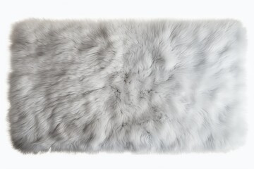 Wall Mural - Rectangular light gray rug with high pile on white background.