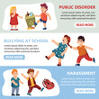 bully kids banners. school bullying situations horizontal banners, classmates violent mockery concept, conflicts between children. vector cartoon banners.