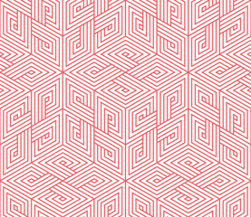 Abstract geometric pattern. A seamless vector background. White and pink ornament. Graphic modern pattern. Simple lattice graphic design