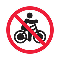 Forbidden bicycle vector icon. Warning, caution, attention, restriction, label, ban, danger. No bicycle flat sign design pictogram symbol. No bicycle icon