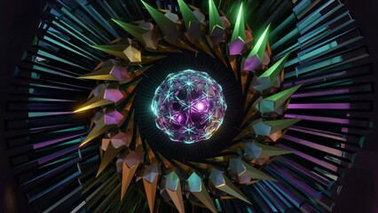 Wall Mural - abstract background 3d animation shiny futuristic composition made of geometric elements transforms 