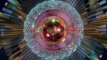 Wall Mural - abstract background 3d animation shiny futuristic composition made of geometric elements transforms 