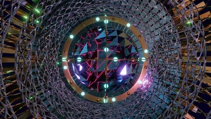 Wall Mural - abstract background 3d animation shiny futuristic composition made of geometric elements transforms 