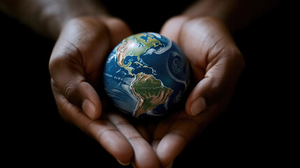 People holding a world globe