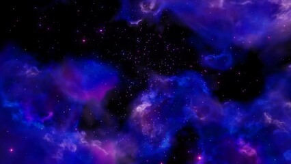 Wall Mural - Space flight slowly moving through universe among galaxies stars and nebulae