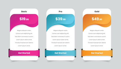 Wall Mural - abstract gradient pricing comparison table web and mobile app ui element