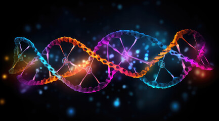 Wall Mural - Digital illustration DNA structure  in colour background.