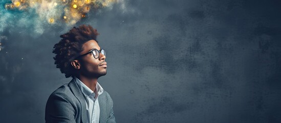The visionary Afro entrepreneur deep in thought plans company future ample room for ideas