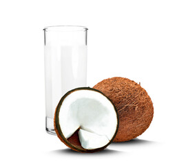 Wall Mural - coconut milk isolated on white background