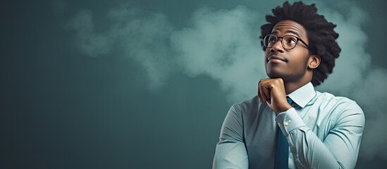 The visionary Afro entrepreneur deep in thought plans company future ample room for ideas