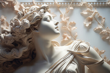 Wall Mural - Renaissance elegance classic female bust sculpture in white marble. Ancient statue concept