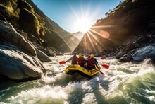 Rafting On A Fast Powerful Mountain River. Generative AI