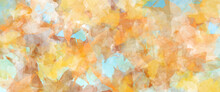 Autumn Foliage Vector Watercolor Background. Maple Leaves. Hand Drawn Fall Wallpaper Design For Cards, Flyers, Poster, Cover, Invitation Cards, Prints. Back To School. Blue Sky. Autumn Illustration.