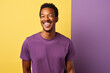 © toonsteb - a happy man dressed in purple t shirt is smiling against a background
