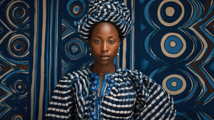 Female from the Hausa culture in Africa, wearing in long dress 