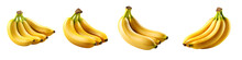 Banana Fruit Isolated On Transparent Background ,yellow Tropical Banana Fruit Cut Out ,generative Ai