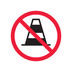 Wall Mural - Forbidden road cone icon. Warning, caution, attention, restriction, label, ban, danger. Road cone icon. Traffic cone vector icon. Trafic cone flat sign design  pictogram symbol. No traffic icon