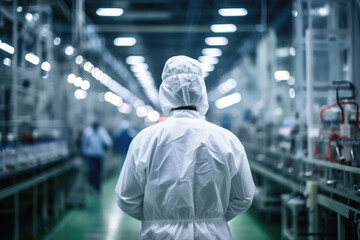 Worker In The Background Pharmaceuticals Plant. Worker Safety In Pharmaceuticals Plants, How Pharmaceuticals Production Can Impact Worker Wellbeing, Innovations In Pharmaceuticals Work Environment