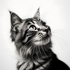 Wall Mural - curious black and white cat