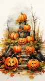 Fototapeta  - Pumpkin Patch at Halloween