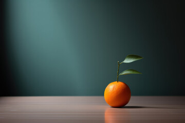 Orange fruit with leaves on a table