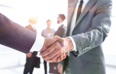 Poster - closeup.reliable handshake of business partners