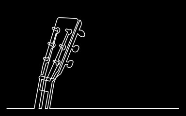 Wall Mural - continuous line drawing vector illustration with FULLY EDITABLE STROKE of guitar as concept of guitarist music