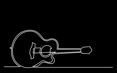 Poster - continuous line drawing vector illustration with FULLY EDITABLE STROKE of guitar as concept of guitarist music