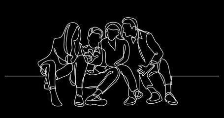 Wall Mural - continuous line drawing vector illustration with FULLY EDITABLE STROKE of close friends together as a concept of team family friends and togetherness