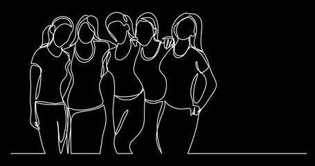 Wall Mural - continuous line drawing vector illustration with fully editable stroke of close friends together as 