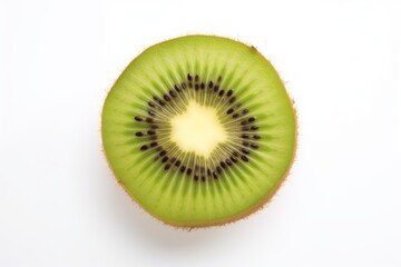 Wall Mural - Close up of kiwi slice isolated on white background