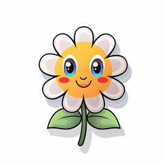 Canvas Print - smiling flower cartoon on transparent background